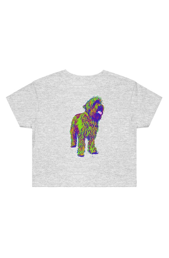 Street Crop Tee with Pop art Sketches of Wirehaired Pointing Griffons (front & back)